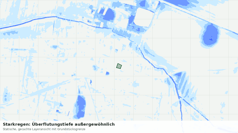 Statische Kartenansicht: Starkregen: Überflutungstiefe außergewöhnlich