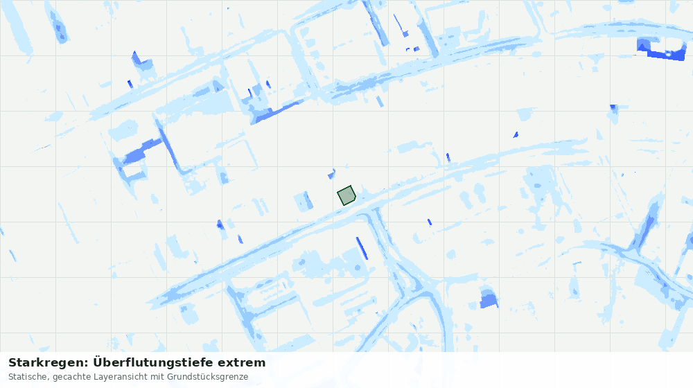 Statische Kartenansicht: Starkregen: Überflutungstiefe extrem