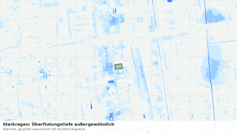 Statische Kartenansicht: Starkregen: Überflutungstiefe außergewöhnlich