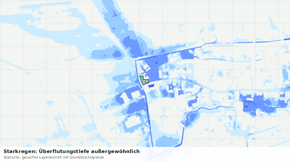 Statische Kartenansicht: Starkregen: Überflutungstiefe außergewöhnlich
