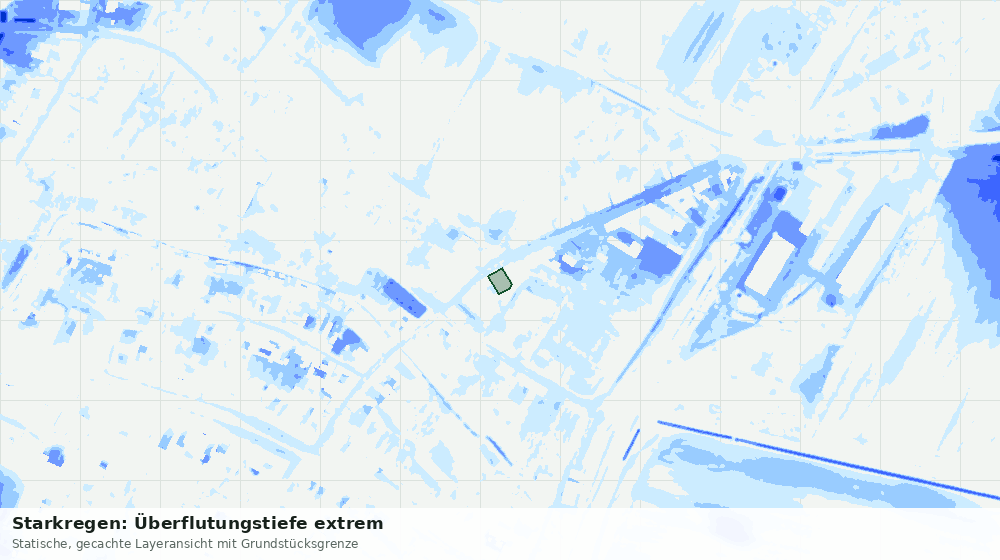 Statische Kartenansicht: Starkregen: Überflutungstiefe extrem