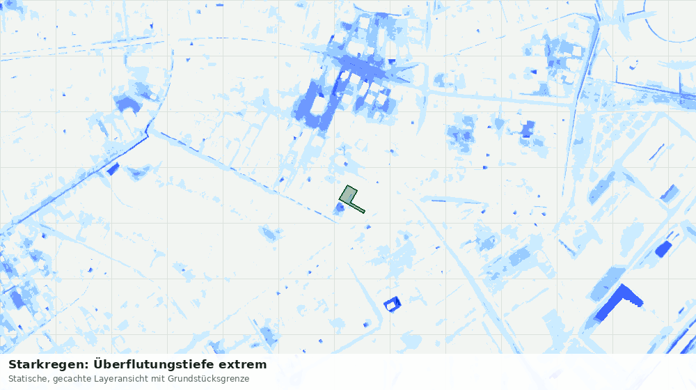 Statische Kartenansicht: Starkregen: Überflutungstiefe extrem