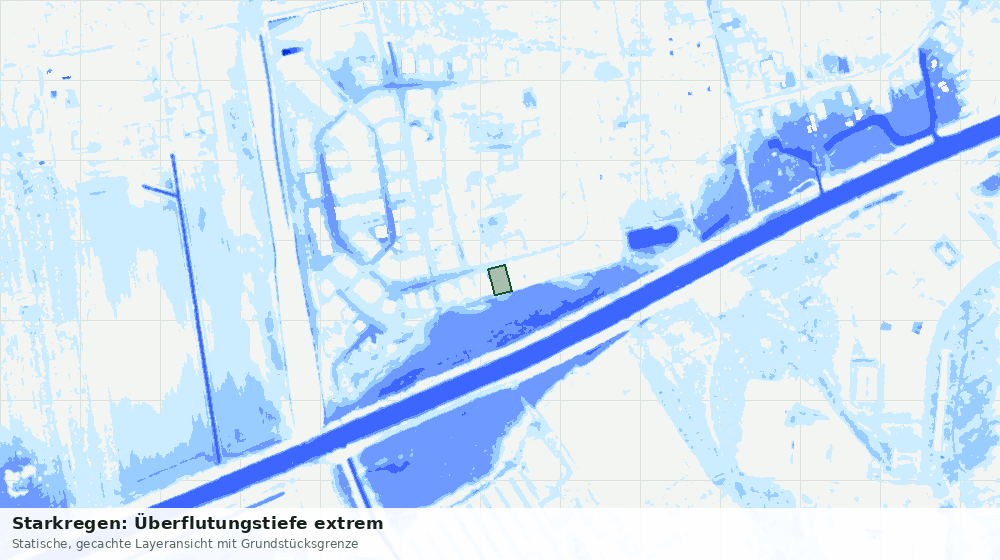 Statische Kartenansicht: Starkregen: Überflutungstiefe extrem