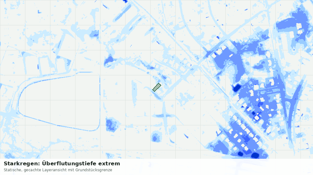Statische Kartenansicht: Starkregen: Überflutungstiefe extrem