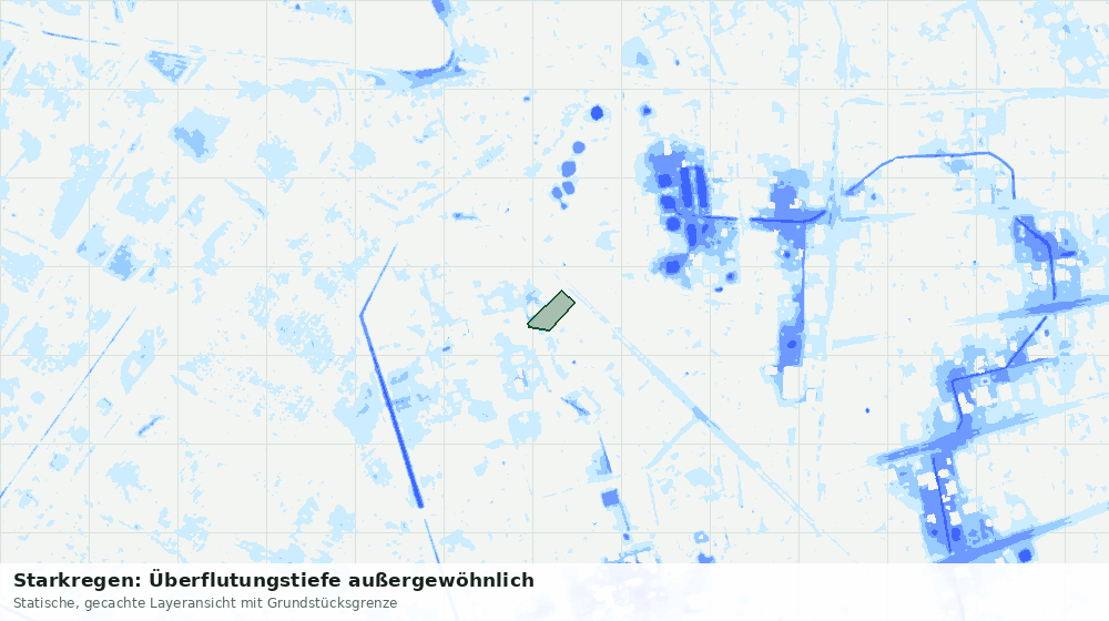 Statische Kartenansicht: Starkregen: Überflutungstiefe außergewöhnlich