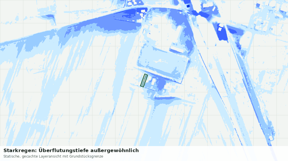 Statische Kartenansicht: Starkregen: Überflutungstiefe außergewöhnlich