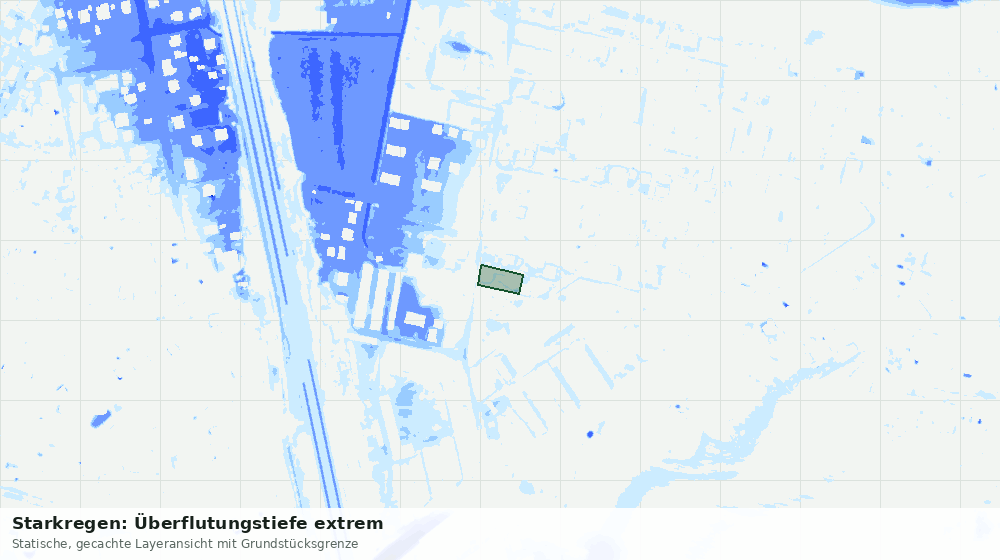 Statische Kartenansicht: Starkregen: Überflutungstiefe extrem