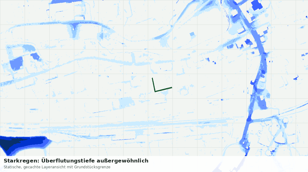 Statische Kartenansicht: Starkregen: Überflutungstiefe außergewöhnlich