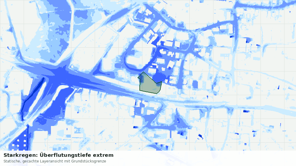 Statische Kartenansicht: Starkregen: Überflutungstiefe extrem