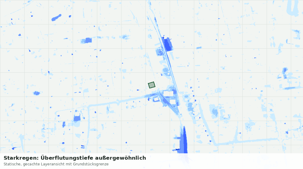 Statische Kartenansicht: Starkregen: Überflutungstiefe außergewöhnlich