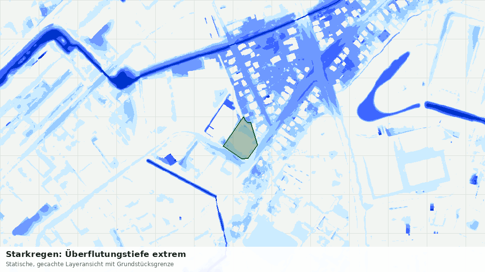 Statische Kartenansicht: Starkregen: Überflutungstiefe extrem