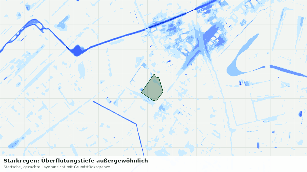 Statische Kartenansicht: Starkregen: Überflutungstiefe außergewöhnlich