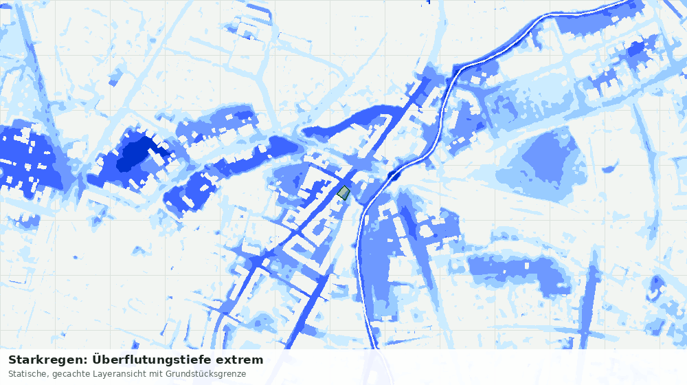 Statische Kartenansicht: Starkregen: Überflutungstiefe extrem