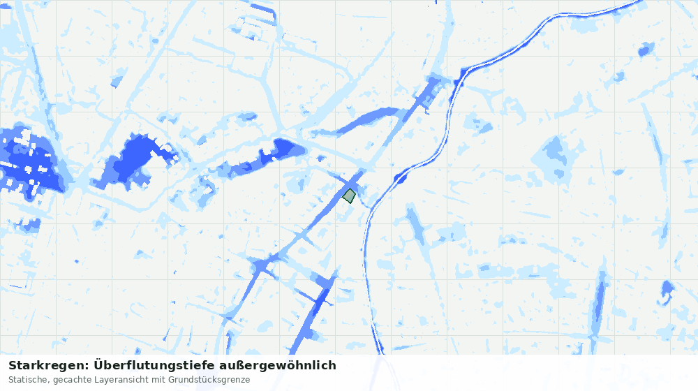 Statische Kartenansicht: Starkregen: Überflutungstiefe außergewöhnlich