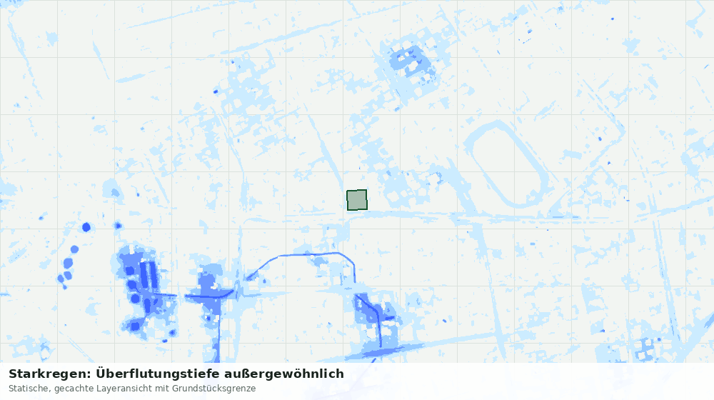 Statische Kartenansicht: Starkregen: Überflutungstiefe außergewöhnlich