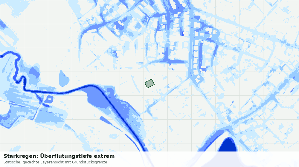 Statische Kartenansicht: Starkregen: Überflutungstiefe extrem