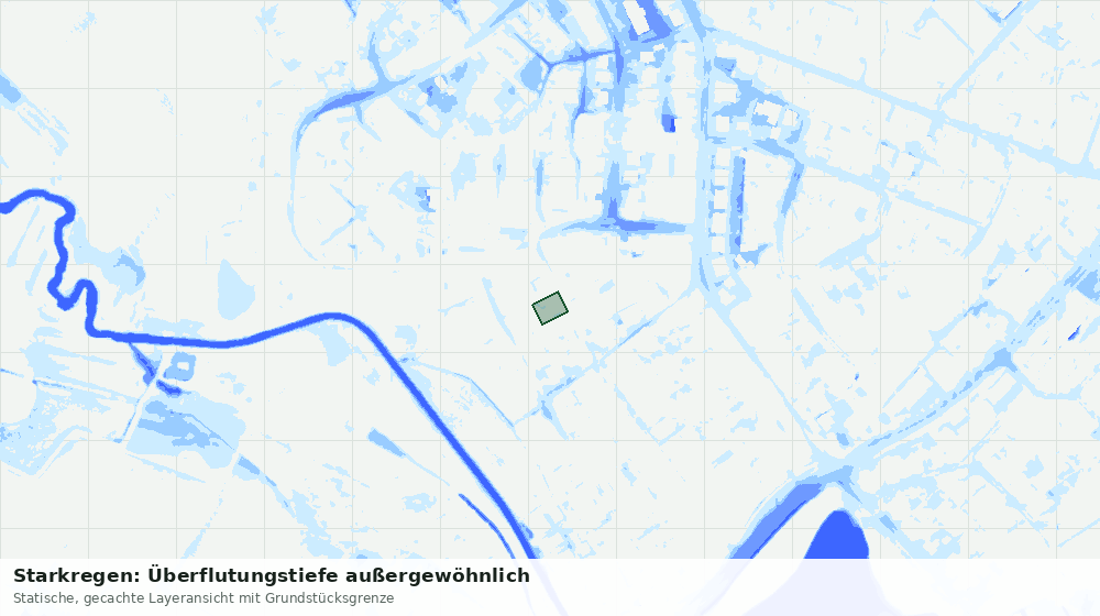 Statische Kartenansicht: Starkregen: Überflutungstiefe außergewöhnlich