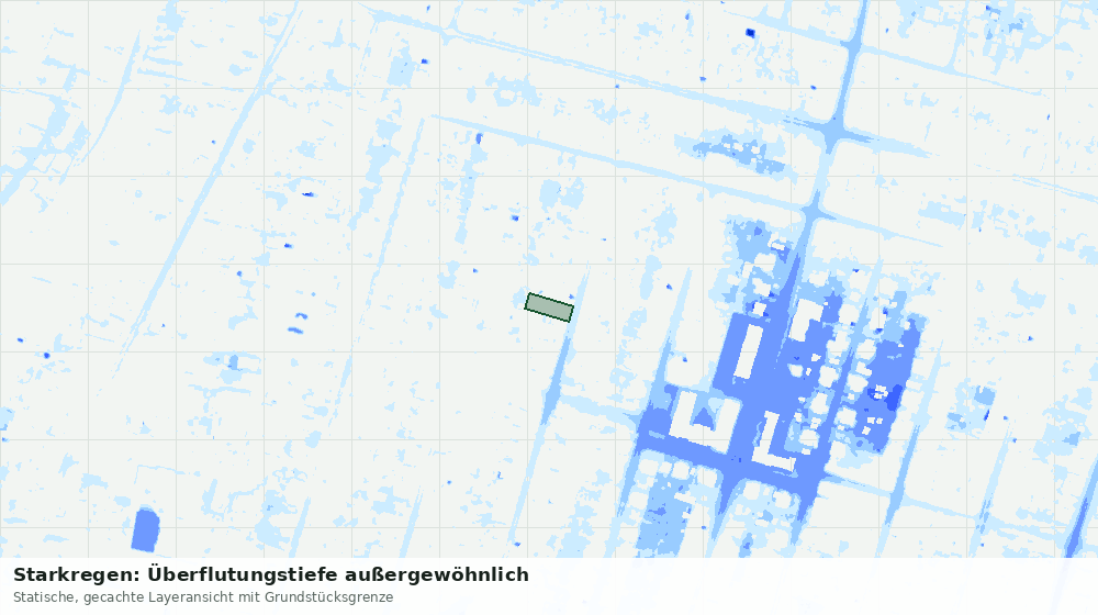 Statische Kartenansicht: Starkregen: Überflutungstiefe außergewöhnlich