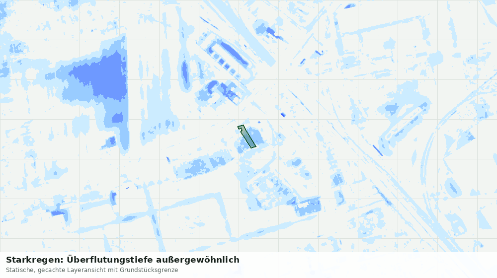 Statische Kartenansicht: Starkregen: Überflutungstiefe außergewöhnlich