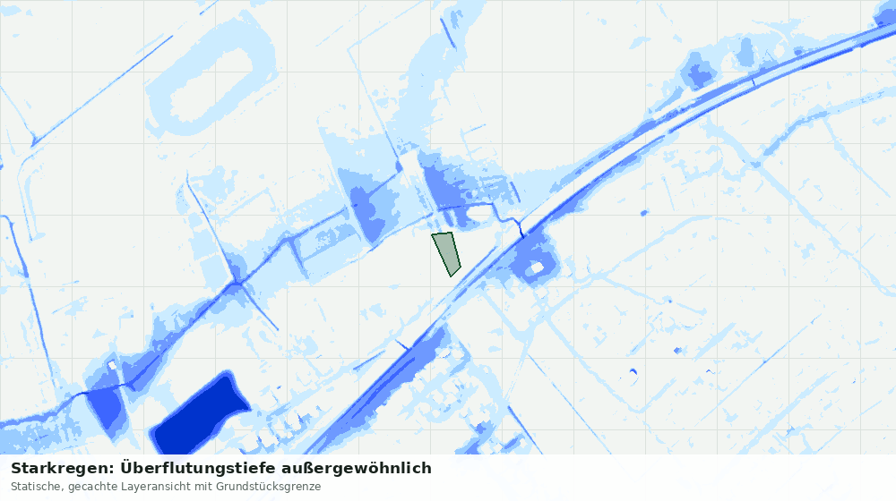 Statische Kartenansicht: Starkregen: Überflutungstiefe außergewöhnlich
