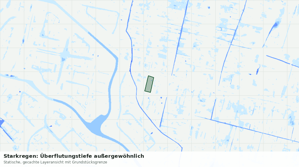 Statische Kartenansicht: Starkregen: Überflutungstiefe außergewöhnlich