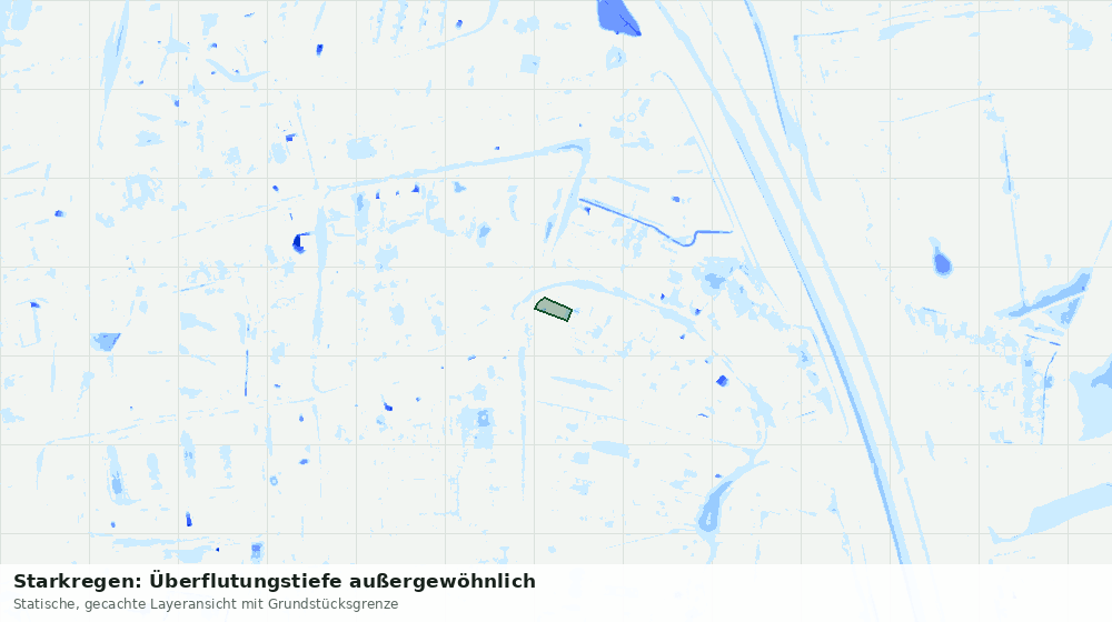 Statische Kartenansicht: Starkregen: Überflutungstiefe außergewöhnlich