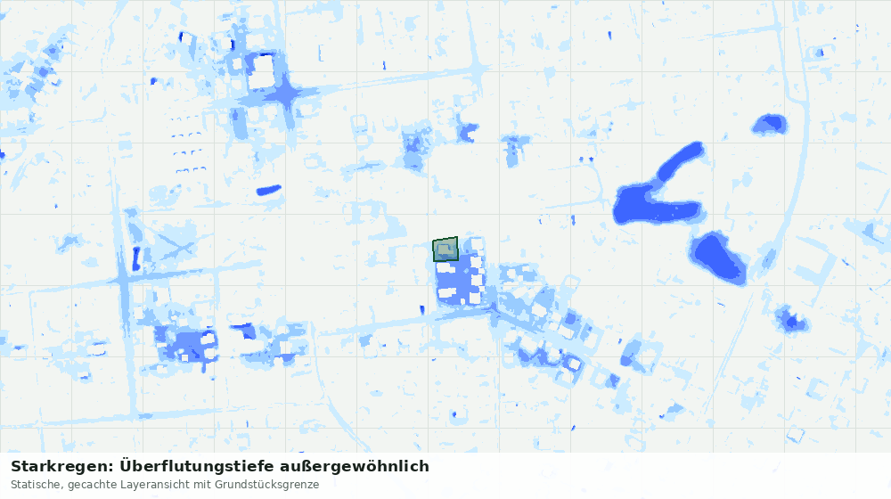 Statische Kartenansicht: Starkregen: Überflutungstiefe außergewöhnlich