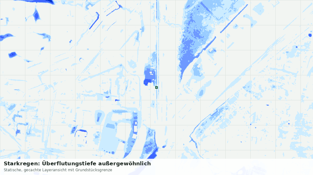 Statische Kartenansicht: Starkregen: Überflutungstiefe außergewöhnlich