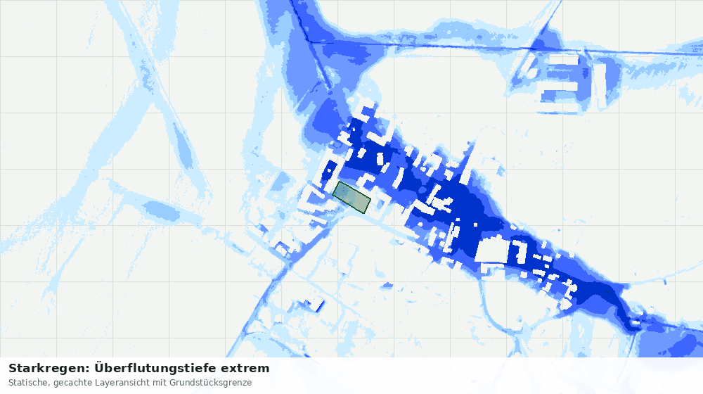 Statische Kartenansicht: Starkregen: Überflutungstiefe extrem