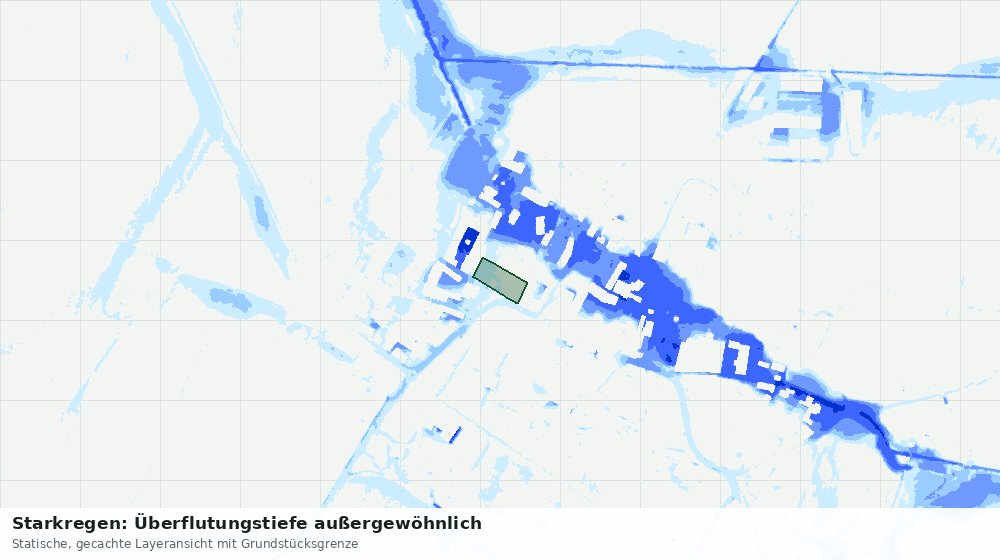 Statische Kartenansicht: Starkregen: Überflutungstiefe außergewöhnlich