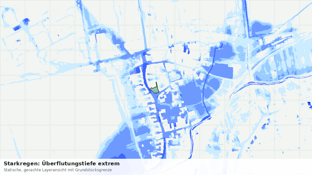 Statische Kartenansicht: Starkregen: Überflutungstiefe extrem