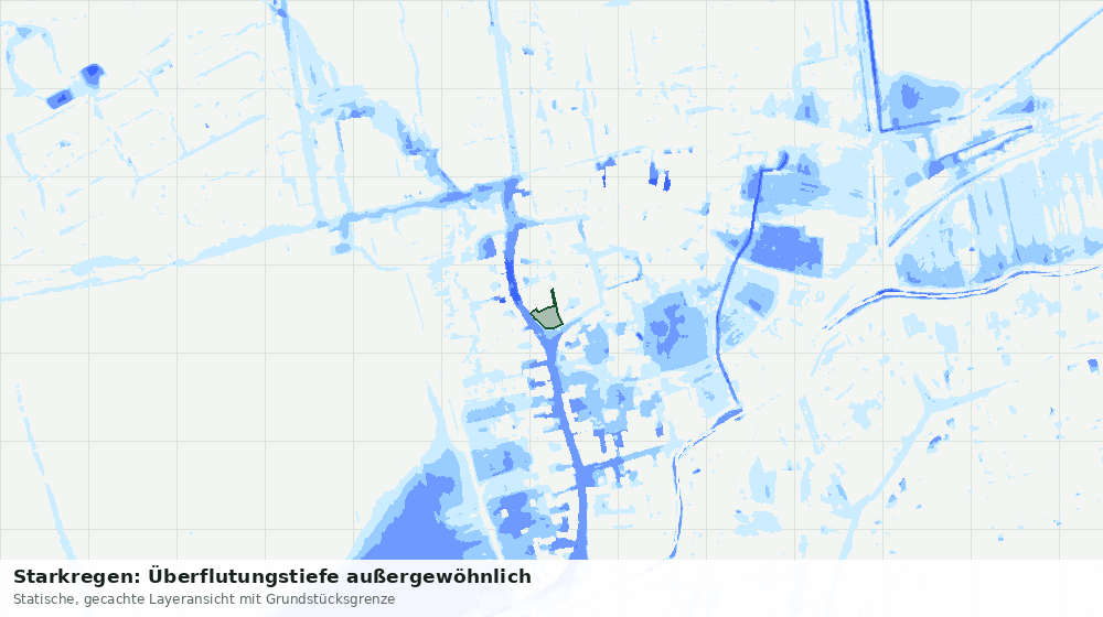 Statische Kartenansicht: Starkregen: Überflutungstiefe außergewöhnlich