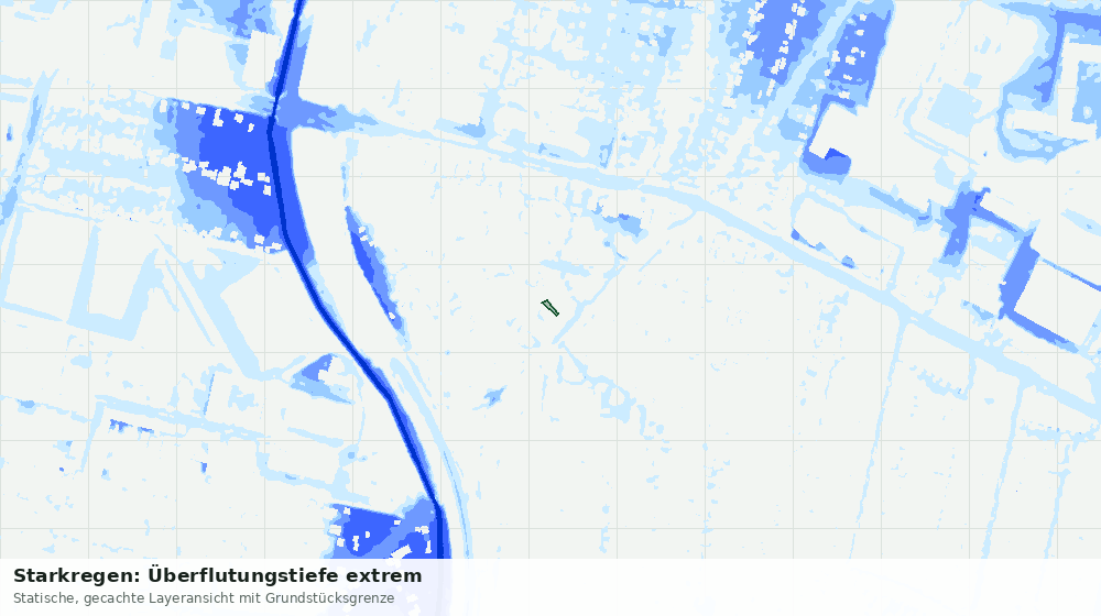 Statische Kartenansicht: Starkregen: Überflutungstiefe extrem
