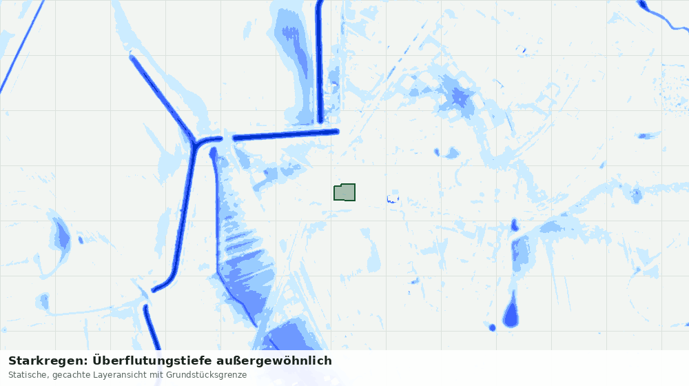 Statische Kartenansicht: Starkregen: Überflutungstiefe außergewöhnlich