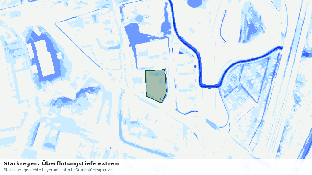 Statische Kartenansicht: Starkregen: Überflutungstiefe extrem