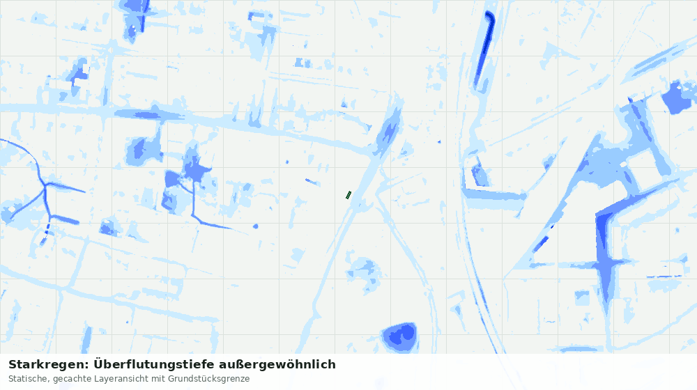 Statische Kartenansicht: Starkregen: Überflutungstiefe außergewöhnlich