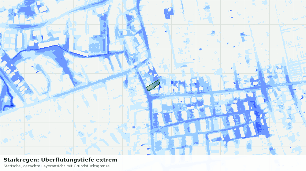 Statische Kartenansicht: Starkregen: Überflutungstiefe extrem