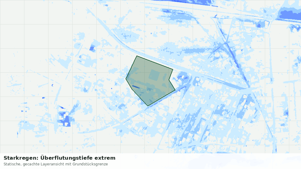 Statische Kartenansicht: Starkregen: Überflutungstiefe extrem