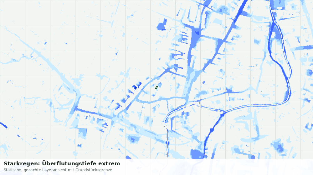 Statische Kartenansicht: Starkregen: Überflutungstiefe extrem