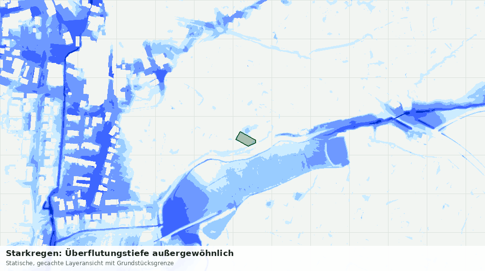 Statische Kartenansicht: Starkregen: Überflutungstiefe außergewöhnlich