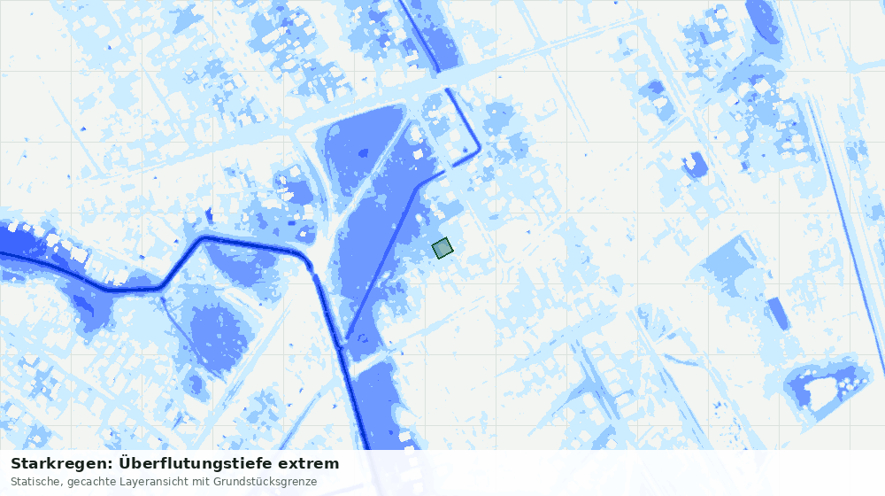 Statische Kartenansicht: Starkregen: Überflutungstiefe extrem