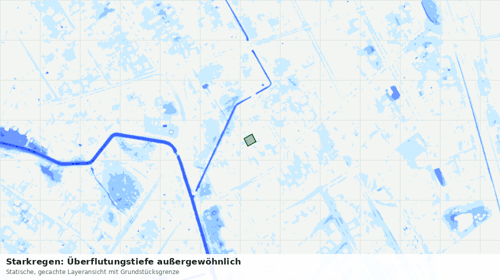 Statische Kartenansicht: Starkregen: Überflutungstiefe außergewöhnlich
