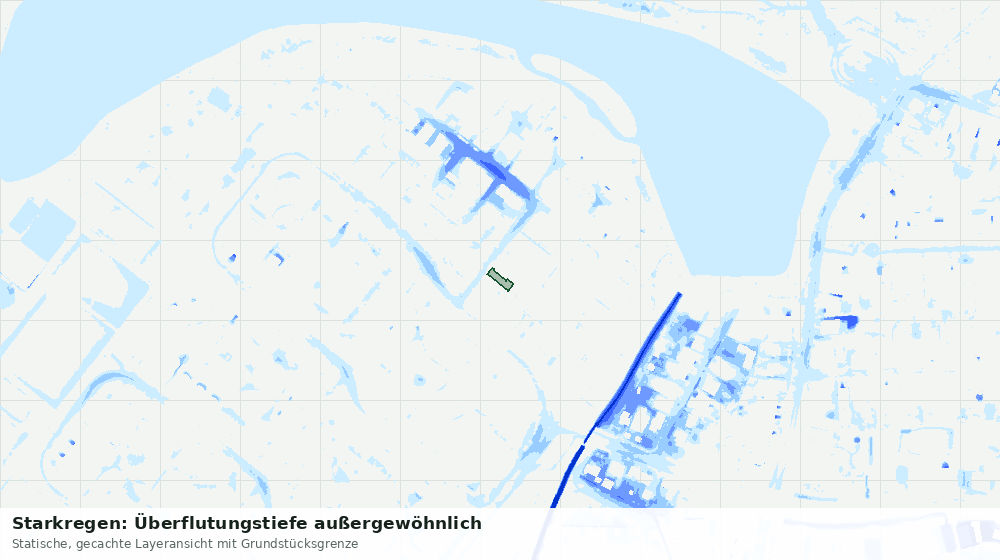 Statische Kartenansicht: Starkregen: Überflutungstiefe außergewöhnlich