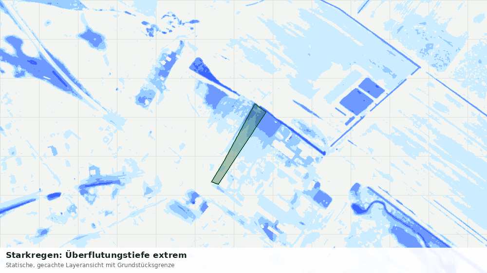 Statische Kartenansicht: Starkregen: Überflutungstiefe extrem