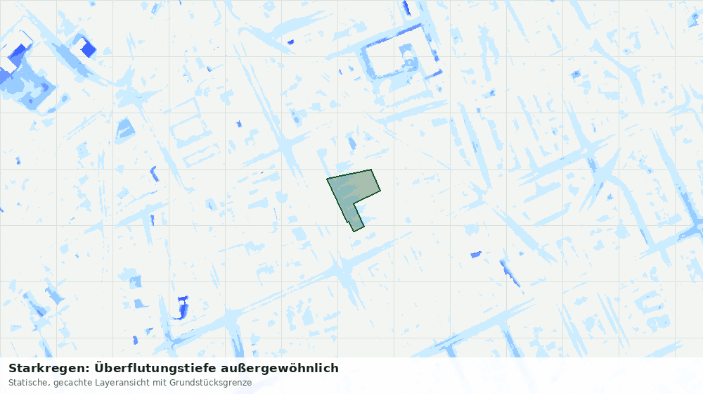 Statische Kartenansicht: Starkregen: Überflutungstiefe außergewöhnlich