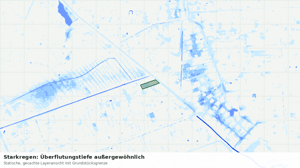 Statische Kartenansicht: Starkregen: Überflutungstiefe außergewöhnlich