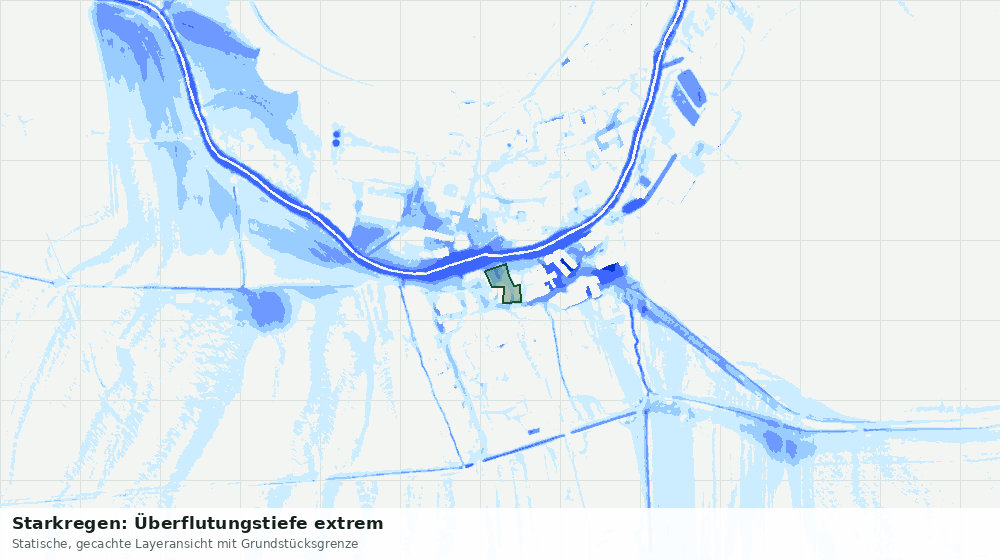Statische Kartenansicht: Starkregen: Überflutungstiefe extrem