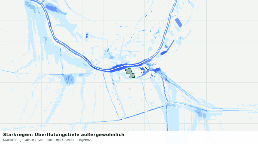 Statische Kartenansicht: Starkregen: Überflutungstiefe außergewöhnlich