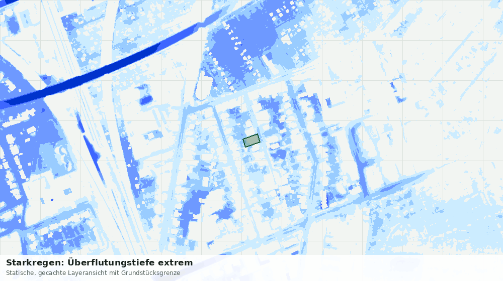 Statische Kartenansicht: Starkregen: Überflutungstiefe extrem