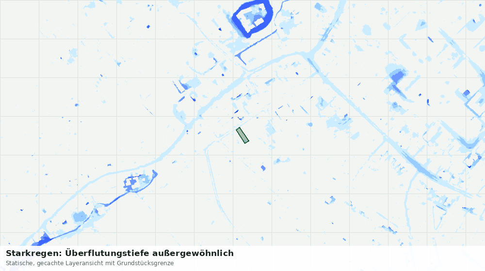 Statische Kartenansicht: Starkregen: Überflutungstiefe außergewöhnlich